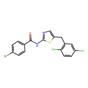 4-bromo-N-[5-(2,5-dichlorobenzyl)-1,3-thiazol-2-yl]benzamide structure