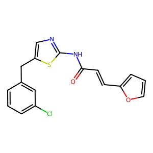 (E)-N-[5-[(3-chlorophenyl)methyl]-1,3-thiazol-2-yl]-3-(furan-2-yl)prop-2-enamide structure