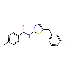 4-methyl-N-[5-[(3-methylphenyl)methyl]-1,3-thiazol-2-yl]benzamide structure