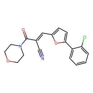 (Z)-3-(5-(2-chlorophenyl)furan-2-yl)-2-(morpholine-4-carbonyl)acrylonitrile structure
