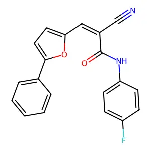2-Cyano-N-(4-fluorophenyl)-3-(5-phenyl-2-furyl)acrylamide structure