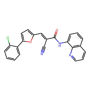 (E)-3-(5-(2-chlorophenyl)furan-2-yl)-2-cyano-N-(quinolin-8-yl)acrylamide structure