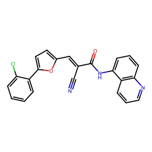3-(5-(2-chlorophenyl)furan-2-yl)-2-cyano-N-(quinolin-5-yl)acrylamide structure