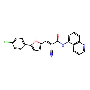3-[5-(4-chlorophenyl)furan-2-yl]-2-cyano-N-quinolin-5-ylprop-2-enamide structure