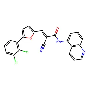 2-cyano-3-(5-(2,3-dichlorophenyl)furan-2-yl)-N-(quinolin-5-yl)acrylamide structure