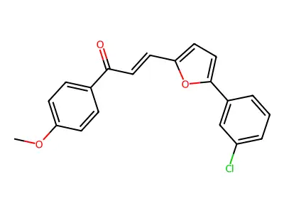 (E)-3-[5-(3-chlorophenyl)furan-2-yl]-1-(4-methoxyphenyl)prop-2-en-1-one structure