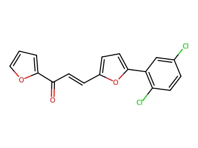 (E)-3-[5-(2,5-dichlorophenyl)furan-2-yl]-1-(furan-2-yl)prop-2-en-1-one structure