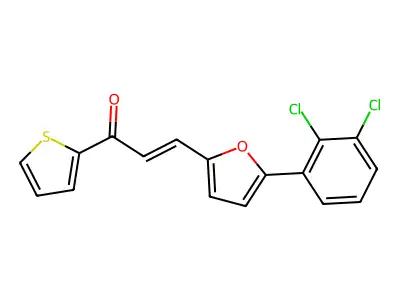 (E)-3-[5-(2,3-dichlorophenyl)furan-2-yl]-1-thiophen-2-ylprop-2-en-1-one structure