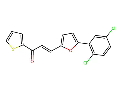 (E)-3-[5-(2,5-dichlorophenyl)furan-2-yl]-1-thiophen-2-ylprop-2-en-1-one structure