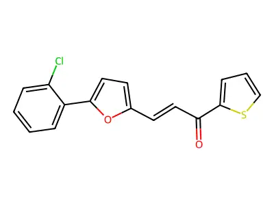 (E)-3-(5-(2-chlorophenyl)furan-2-yl)-1-(thiophen-2-yl)prop-2-en-1-one structure