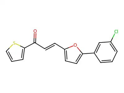 (2E)-3-[5-(3-chlorophenyl)furan-2-yl]-1-(thiophen-2-yl)prop-2-en-1-one structure