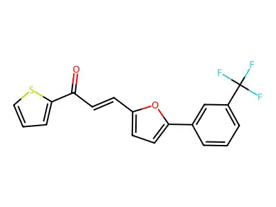 (E)-1-(thiophen-2-yl)-3-(5-(3-(trifluoromethyl)phenyl)furan-2-yl)prop-2-en-1-one structure