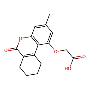 2-({3-methyl-6-oxo-6H,7H,8H,9H,10H-cyclohexa[c]chromen-1-yl}oxy)acetic acid structure