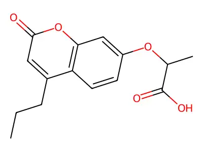 2-[(2-oxo-4-propyl-2H-chromen-7-yl)oxy]propanoic acid structure