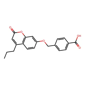 4-{[(2-oxo-4-propyl-2H-chromen-7-yl)oxy]methyl}benzoic acid structure