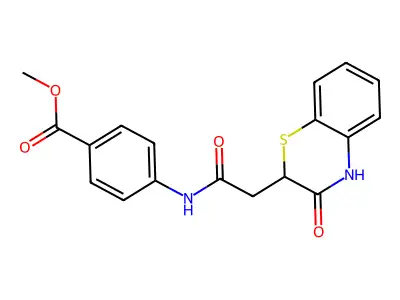 methyl 4-{[(3-oxo-3,4-dihydro-2H-1,4-benzothiazin-2-yl)acetyl]amino}benzoate structure