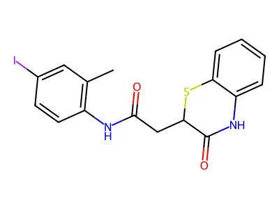 N-(4-iodo-2-methylphenyl)-2-(3-oxo-3,4-dihydro-2H-1,4-benzothiazin-2-yl)acetamide structure