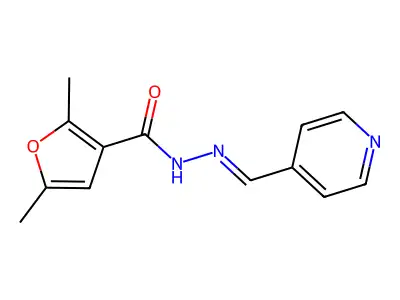 2,5-dimethyl-N-[(E)-pyridin-4-ylmethylideneamino]furan-3-carboxamide structure