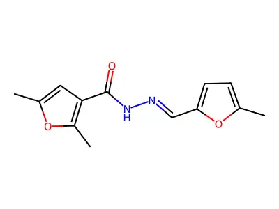 2,5-dimethyl-N-[(E)-(5-methylfuran-2-yl)methylideneamino]furan-3-carboxamide structure