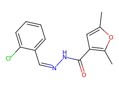 N'-[(E)-(2-chlorophenyl)methylidene]-2,5-dimethylfuran-3-carbohydrazide structure