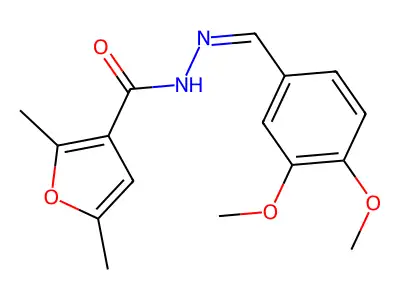 N-[(E)-(3,4-dimethoxyphenyl)methylideneamino]-2,5-dimethylfuran-3-carboxamide structure