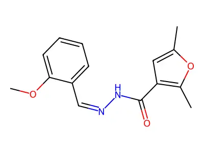 N'-[(E)-(2-methoxyphenyl)methylidene]-2,5-dimethylfuran-3-carbohydrazide structure