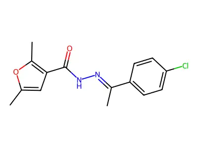 N-[(Z)-1-(4-chlorophenyl)ethylideneamino]-2,5-dimethylfuran-3-carboxamide structure