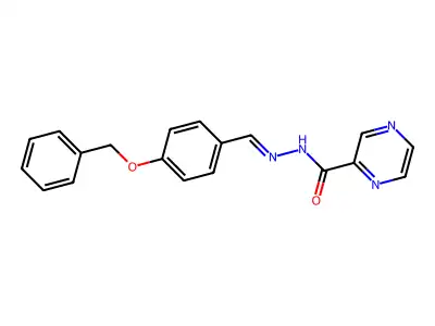 N-[(E)-(4-phenylmethoxyphenyl)methylideneamino]pyrazine-2-carboxamide structure