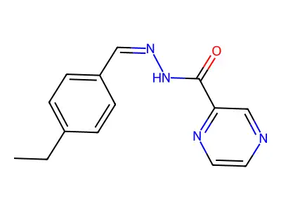 N-[(E)-(4-ethylphenyl)methylideneamino]pyrazine-2-carboxamide structure