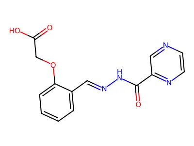 (2-{(E)-[(2-pyrazinylcarbonyl)hydrazono]methyl}phenoxy)acetic acid structure