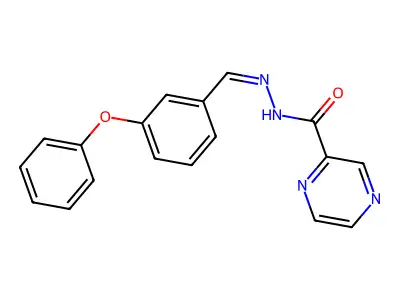 N'-[(Z)-(3-phenoxyphenyl)methylidene]pyrazine-2-carbohydrazide structure