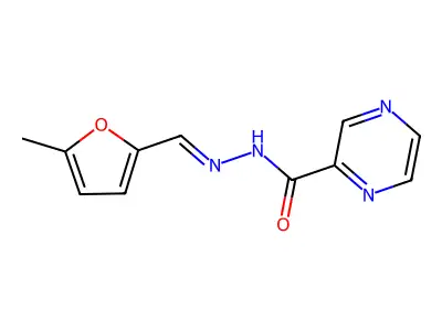 N-[(E)-(5-methylfuran-2-yl)methylideneamino]pyrazine-2-carboxamide structure