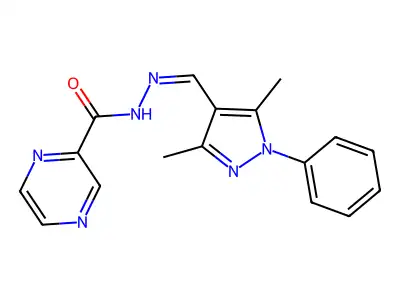 N'-[(E)-(3,5-dimethyl-1-phenyl-1H-pyrazol-4-yl)methylidene]pyrazine-2-carbohydrazide structure