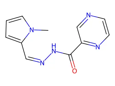 N-[(E)-(1-methylpyrrol-2-yl)methylideneamino]pyrazine-2-carboxamide structure