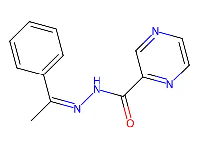 N'-[(1E)-1-phenylethylidene]pyrazine-2-carbohydrazide structure