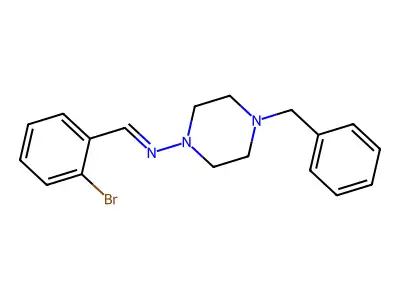 N-(4-benzylpiperazin-1-yl)-1-(2-bromophenyl)methanimine structure