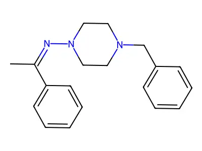 N-(4-benzyl-1-piperazinyl)-N-(1-phenylethylidene)amine structure