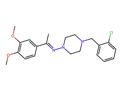 4-(2-chlorobenzyl)-N-[1-(3,4-dimethoxyphenyl)ethylidene]-1-piperazinamine structure