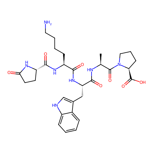 Pyroglutamyllysyltryptophylalanylproline structure