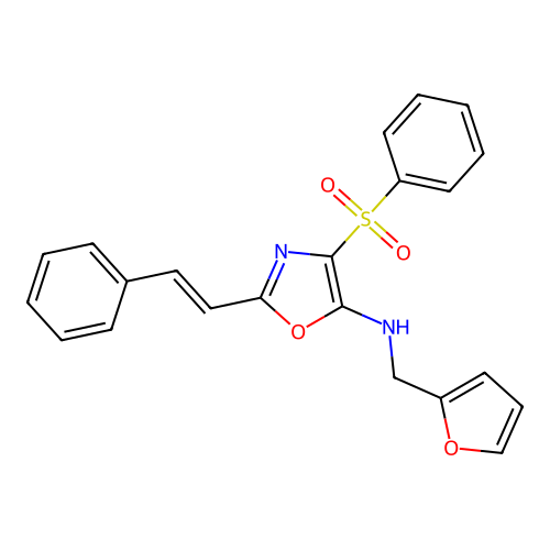 (E)-N-(furan-2-ylmethyl)-4-(phenylsulfonyl)-2-styryloxazol-5-amine structure