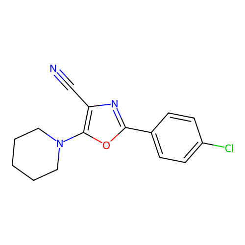 2-(4-Chlorophenyl)-5-(1-piperidinyl)-4-oxazolecarbonitrile structure