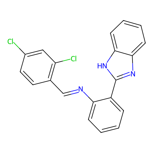 2-(1H-benzimidazol-2-yl)-N-[(E)-(2,4-dichlorophenyl)methylidene]aniline structure