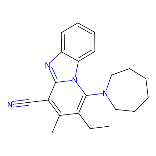 1-(Azepan-1-yl)-2-ethyl-3-methylpyrido[1,2-a]benzimidazole-4-carbonitrile structure