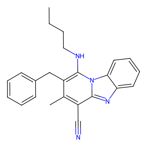 2-Benzyl-1-(butylamino)-3-methylpyrido[1,2-a]benzimidazole-4-carbonitrile structure
