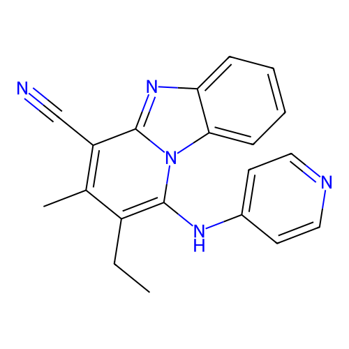 2-Ethyl-3-methyl-1-(pyridin-4-ylamino)pyrido[1,2-a]benzimidazole-4-carbonitrile structure