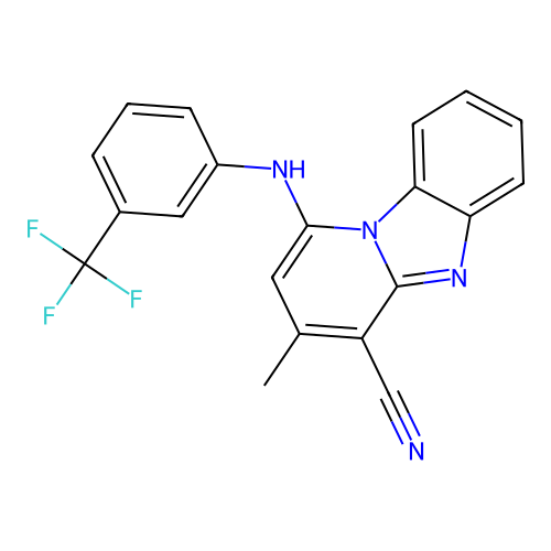 3-Methyl-1-[3-(trifluoromethyl)anilino]pyrido[1,2-a]benzimidazole-4-carbonitrile structure