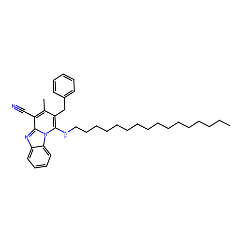 2-Benzyl-1-(hexadecylamino)-3-methylpyrido[1,2-a]benzimidazole-4-carbonitrile structure