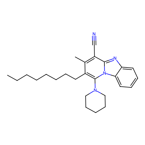 3-Methyl-2-octyl-1-(piperidin-1-yl)pyrido[1,2-a]benzimidazole-4-carbonitrile structure