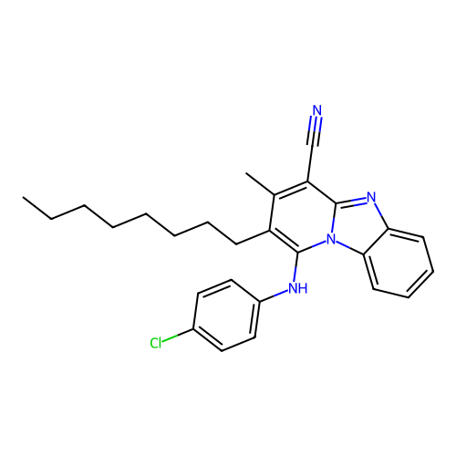 1-[(4-chlorophenyl)amino]-3-methyl-2-octylpyrido[1,2-a]benzimidazole-4-carbonitrile structure
