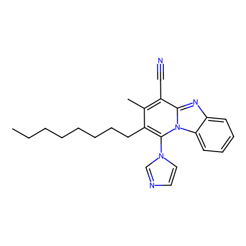 1-(1H-imidazol-1-yl)-3-methyl-2-octylpyrido[1,2-a]benzimidazole-4-carbonitrile structure